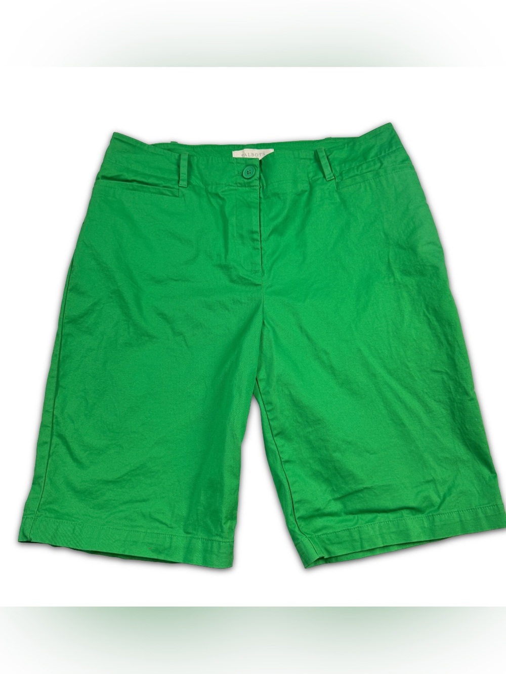 Talbots Bermuda Shorts Womens 10 Solid Green Stretch Chino